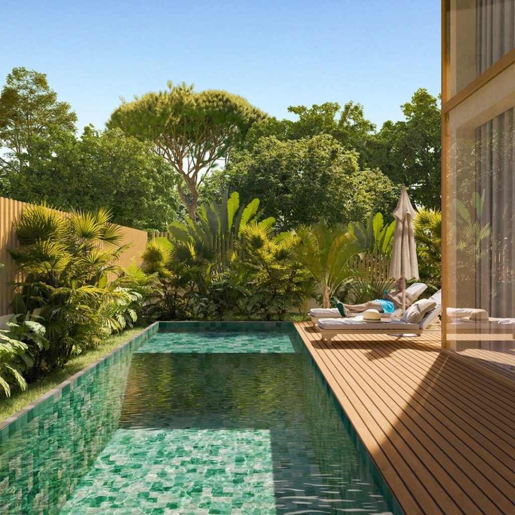 private pool with sun lounger