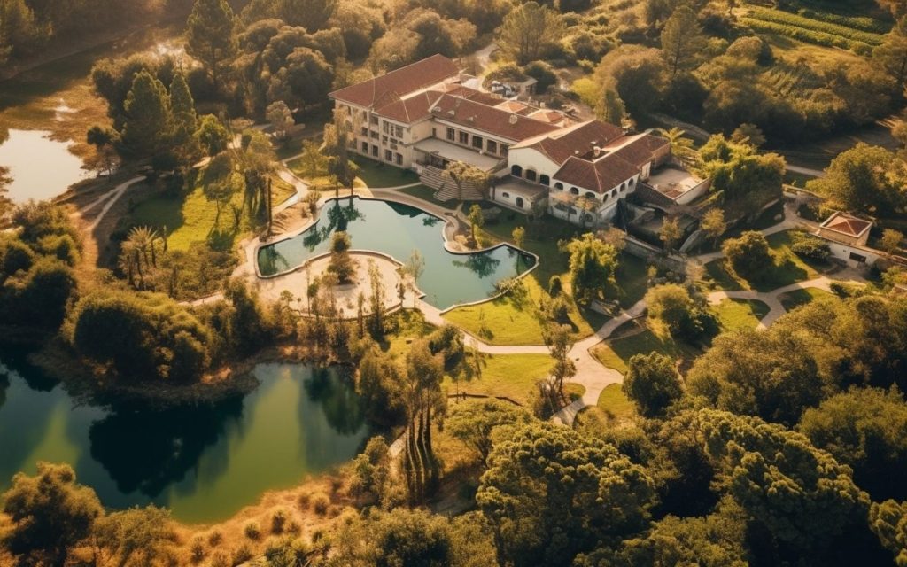 Aerial view of a luxurious property in Portugal