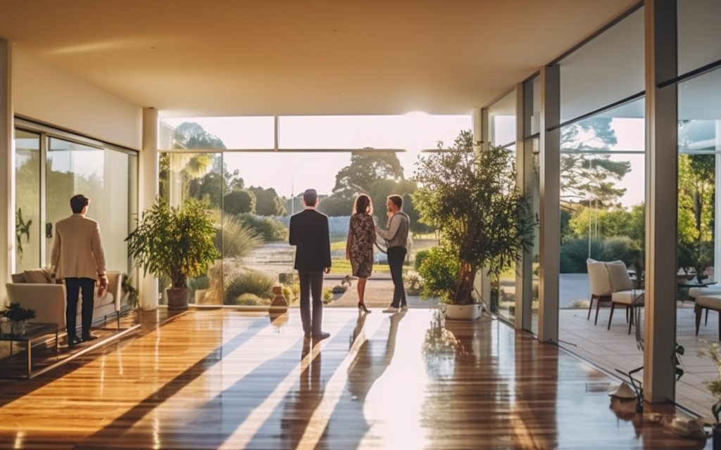 A real estate agent hosting an open house