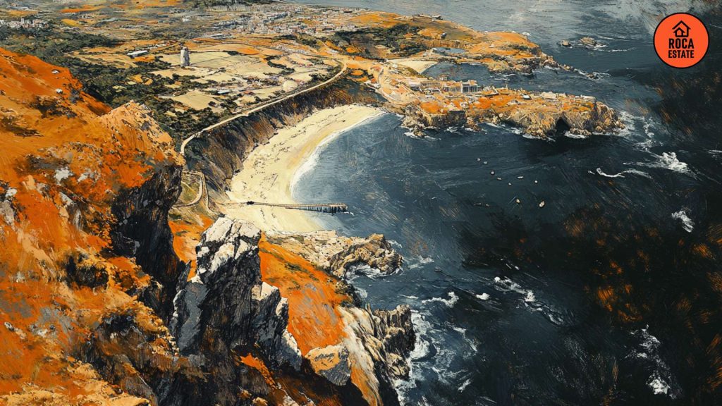 Atlantic coastline of Portugal with maritime trade routes and port access, highlighting geographic advantages for commercial real estate in Portugal.