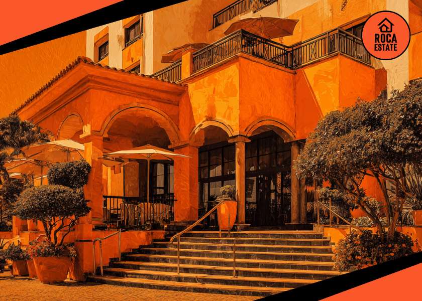 Upscale hotel exterior in Algarve, Portugal, highlighting tourism-driven Portugal commercial real estate investment opportunities