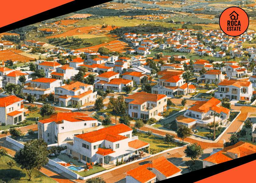 Overhead view of suburban housing developments in Portugal, illustrating trends in Portugal housing loan interest rates.