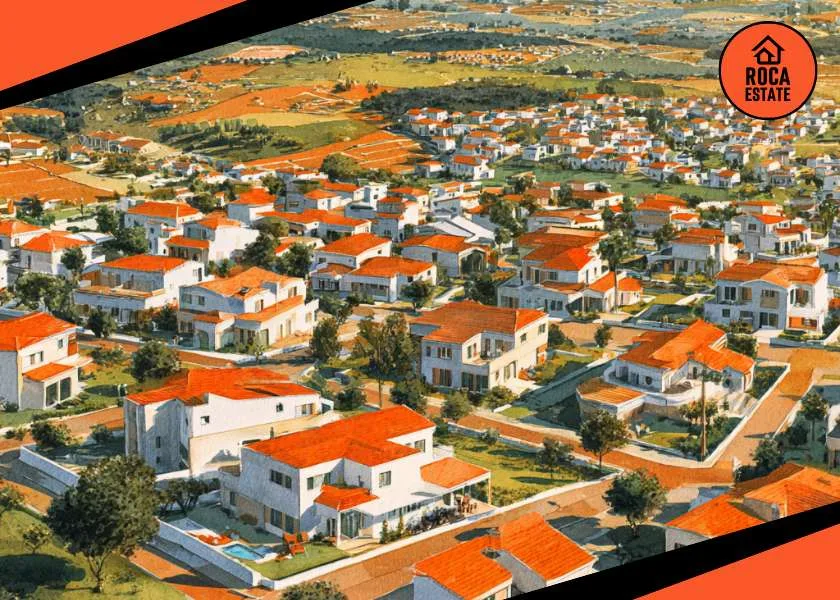 Overhead view of suburban housing developments in Portugal, illustrating trends in Portugal housing loan interest rates.