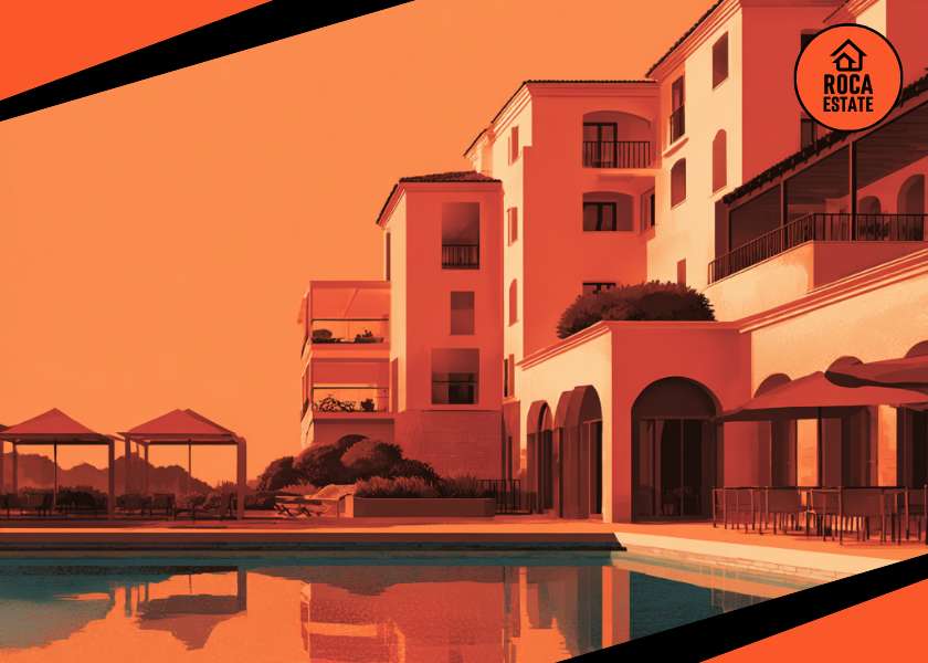 Luxury beachfront resort in the Algarve showcasing retail and dining areas, highlighting opportunities in commercial real estate in Portugal.
