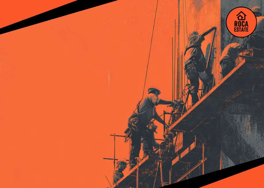 Construction workers on a Portuguese building site representing Portugal Real Estate Construction Cost Trends, highlighting labor activity and teamwork in the country’s construction sector.
