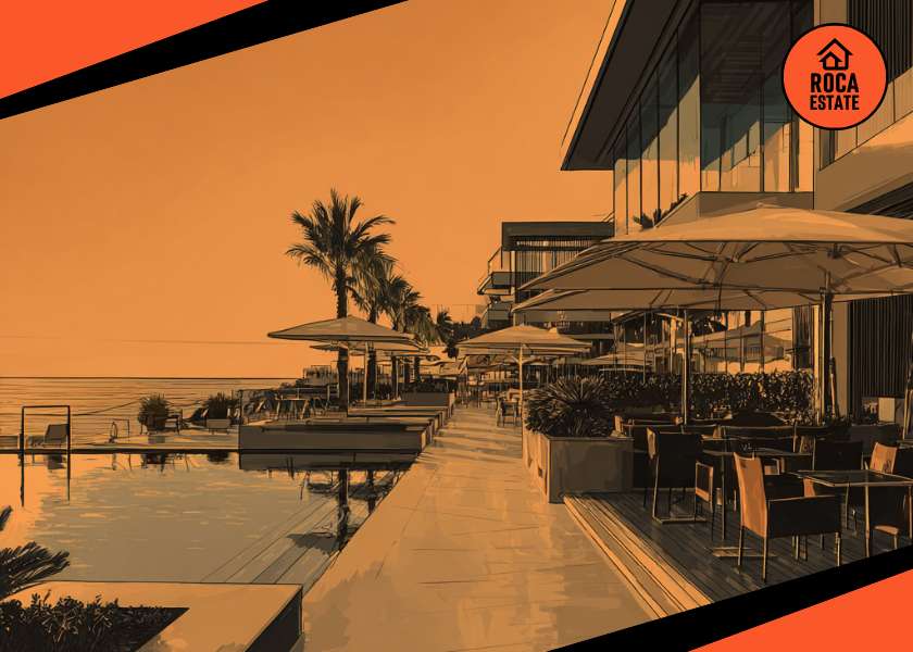 Luxury coastal hotel in Portugal at sunset, showcasing modern architecture and ocean views — symbolizing strong opportunities for Portugal commercial real estate investment in high-end tourism properties.