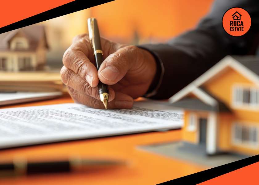 Close-up of hands signing a property contract beside an architectural model, illustrating Portugal mortgage rates and their impact on real estate financing and investment decisions.