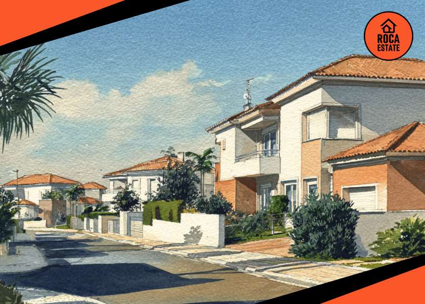 Suburban residential area with modern detached homes in Portugal, reflecting stability amid declining Portugal mortgage rates and steady housing market conditions.