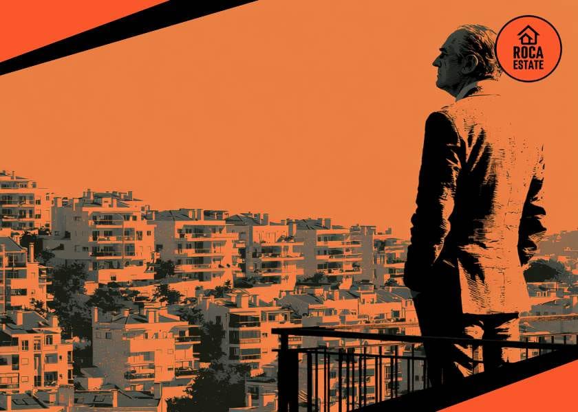 Investor reviewing Lisbon residential properties from a rooftop, reflecting Portugal housing loan interest rates and changing real estate financing costs.